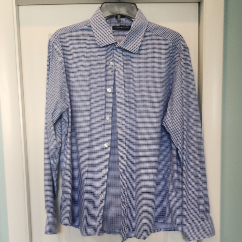Tommy Hilfiger Men's Navy Checkered Button Down Shirt
